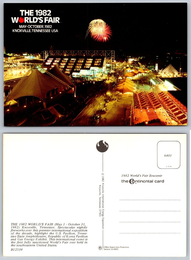 1982 World's Fair Knoxville TN Night Fireworks View Souvenir Postcard