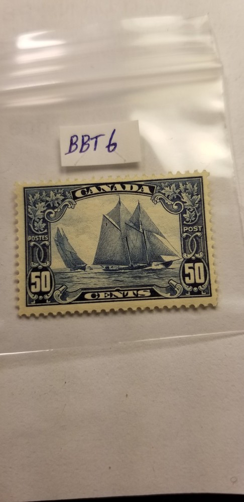 1929 Canada SC#158 Mint Lightly Hinged 50 Cents Stamp Bluenose Idbbt1.