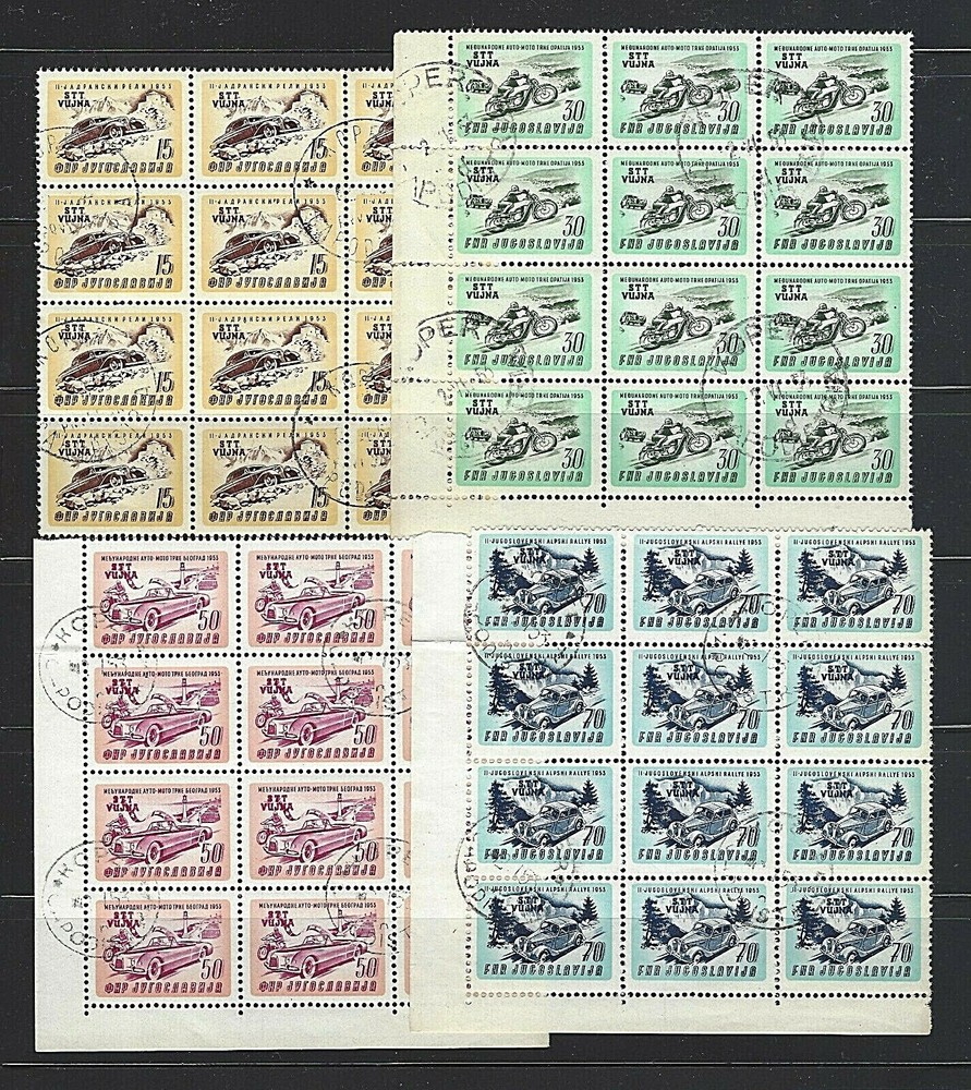Yugoslavia Trieste Zone B Sc#77-82, Intn'l Auto & Motorcycle Races Block 12 CTO