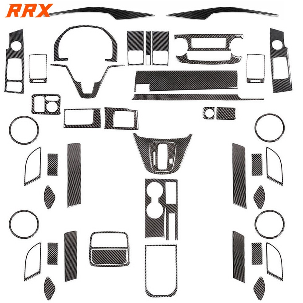 46Pcs For Honda CR-V CRV 2007-2011 Carbon Fiber Interior Decor Kits Cover Trim