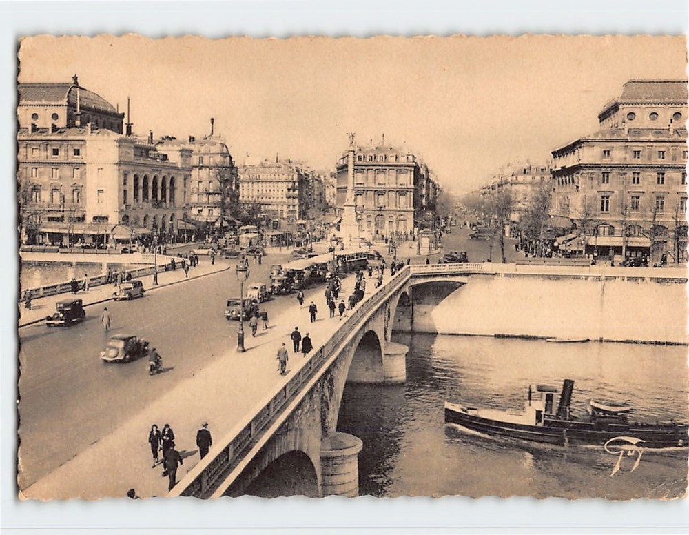Postcard Pont au Change et Place du Chatelet Paris France
