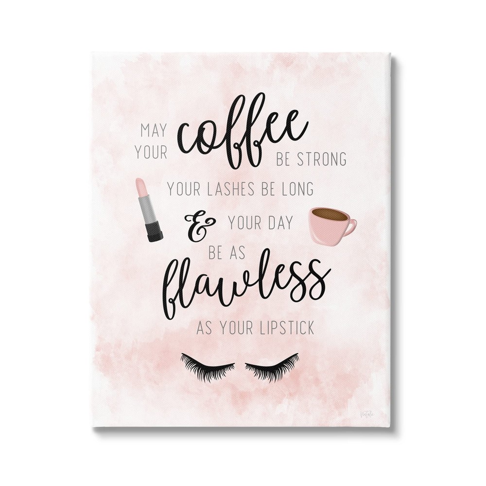 Inspirational Flawless Phrase Glam Lashes Coffee Calligraphy Canvas Wall Art,...
