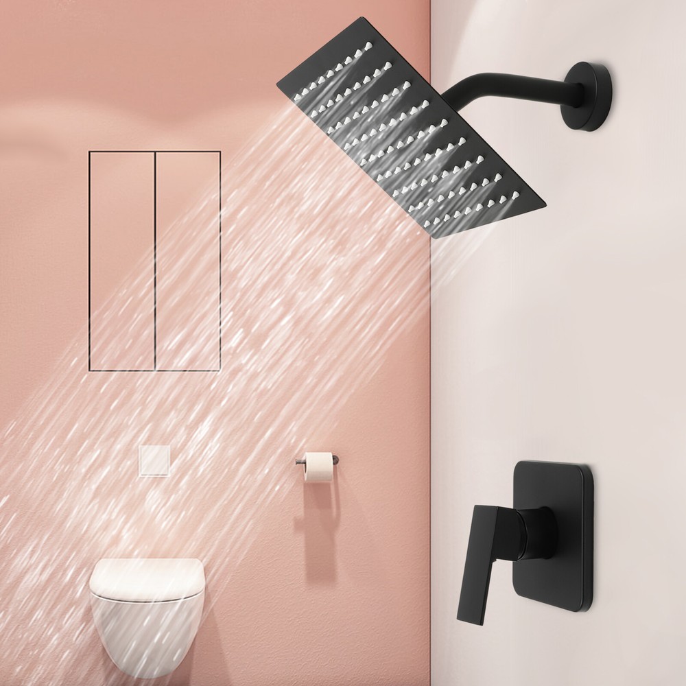 Wall Mount 8 Inch Rainfall Shower Head and Faucet Set with Valve  