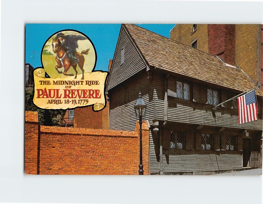 Postcard The Midnight Ride Of Paul Revere Home of Paul Revere Boston MA USA