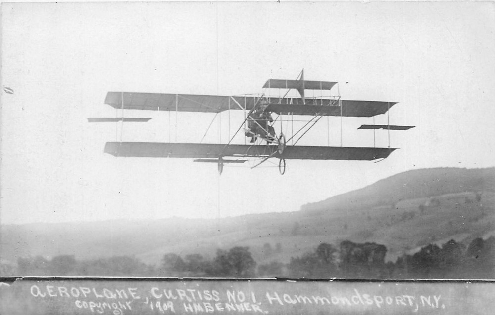 1909 Hammondsport New York Glenn Curtiss Early Aviation RPPC Postcard 26-3616