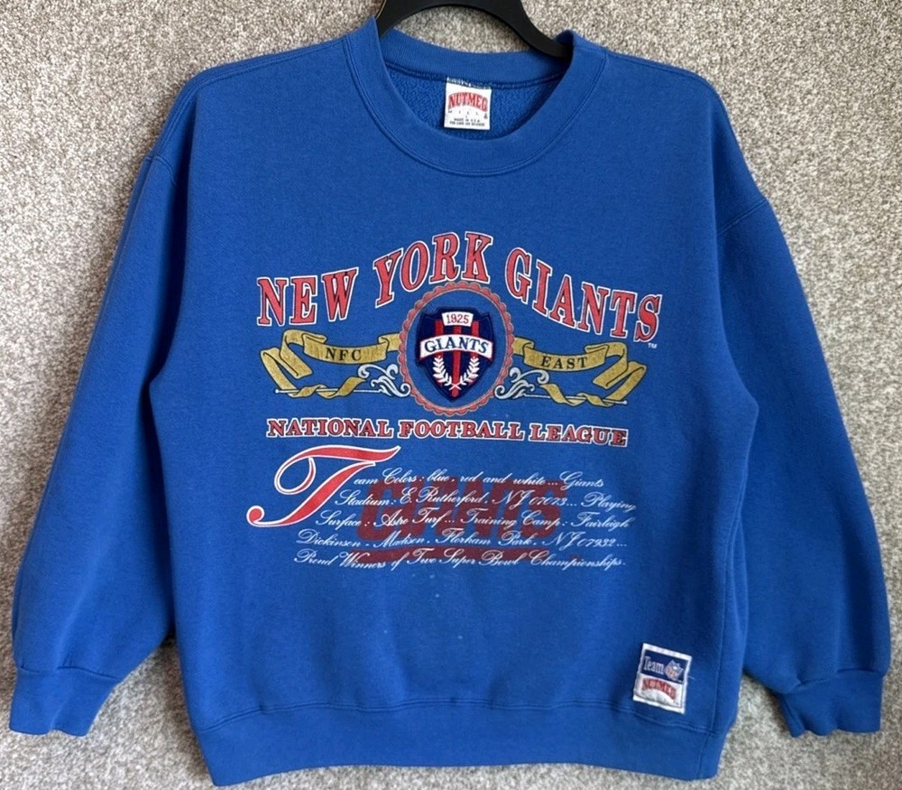 Vintage 90s Nutmeg NFL Mens New York Giants Crewneck Sweatshirt Size Large USA