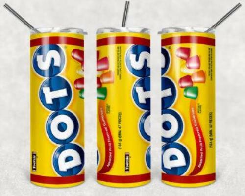 20oz Skinny Tumbler with Straw - Custom Stainless Steel Candy Design