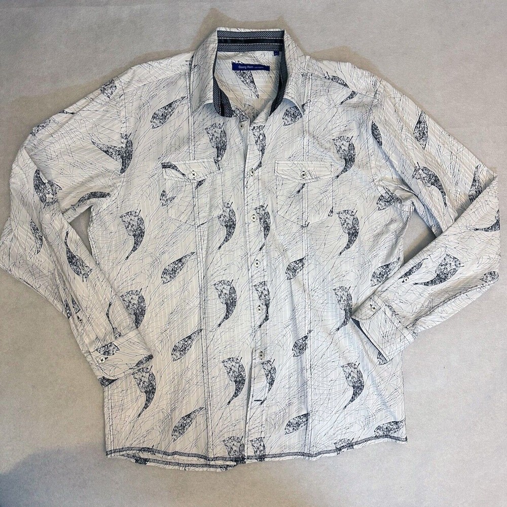 Georg Roth Los Angeles Shirt Mens XXL White Abstract Graphic Print L/S-image