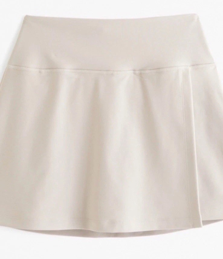 Abercrombie & Fitch YPB sculptLUX lined wrap athletic skirt large sand tan cream
