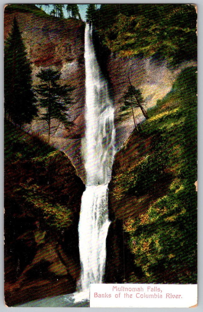 Antique Postcard Waterfall Multnomah Falls, OR 1910s