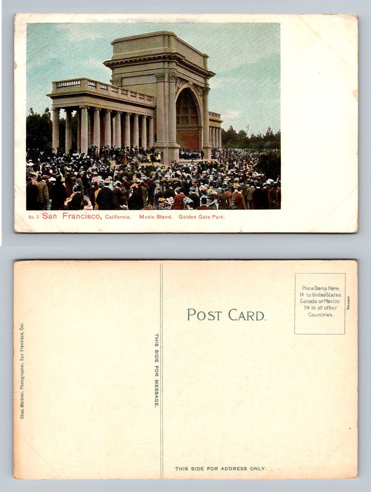 San Francisco, CA-California, Music Stand Golden Gate Park Vintage Postcard