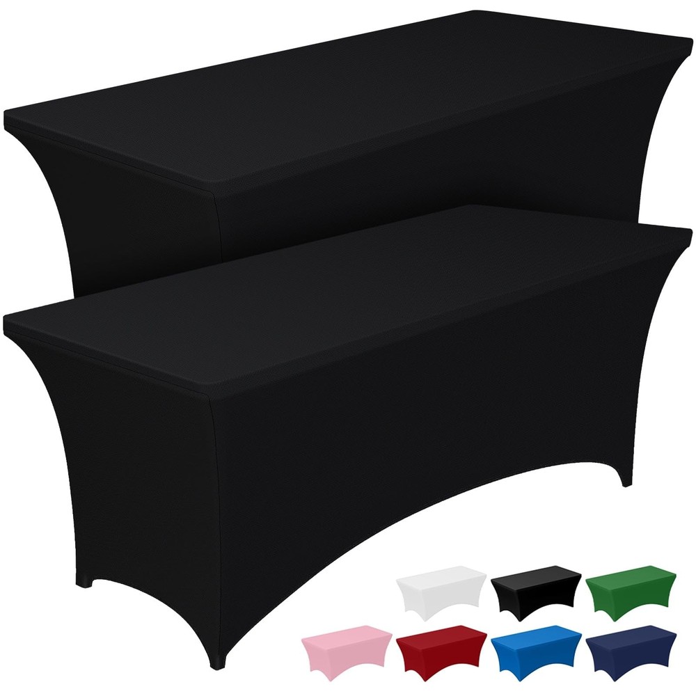 Spandex Tablecloth 6ft - 2 Pack, Fitted and Tight Cloth for Rectangle Table, ...