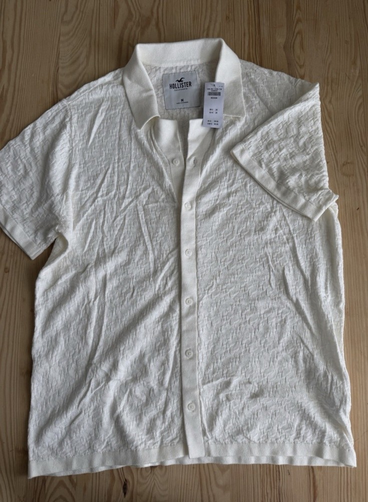 Hollister Summer Men Knitted Button Up Shirt Size Medium New Good Condition