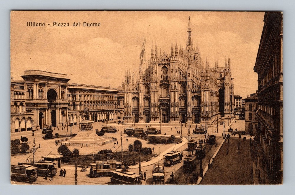 Italy- Milan Cathedral Square Standard Postal Old Card Vintage c1911 Postcard