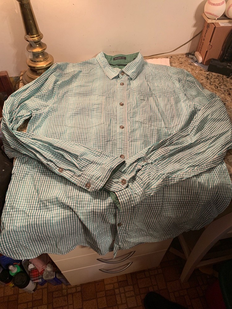 Sean John Seanjohn Button-Up Long Sleeve Shirt Size 3Xl Green & Grey Plaid New