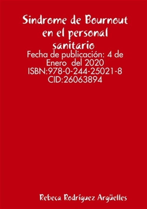 Sindrome de Bournout en el personal sanitario, Like New Used, Free shipping i...