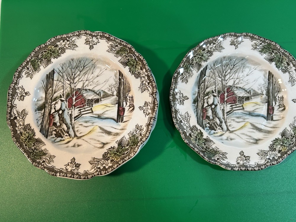Vintage Friendly Village 6 Bread And Butter Plates 
