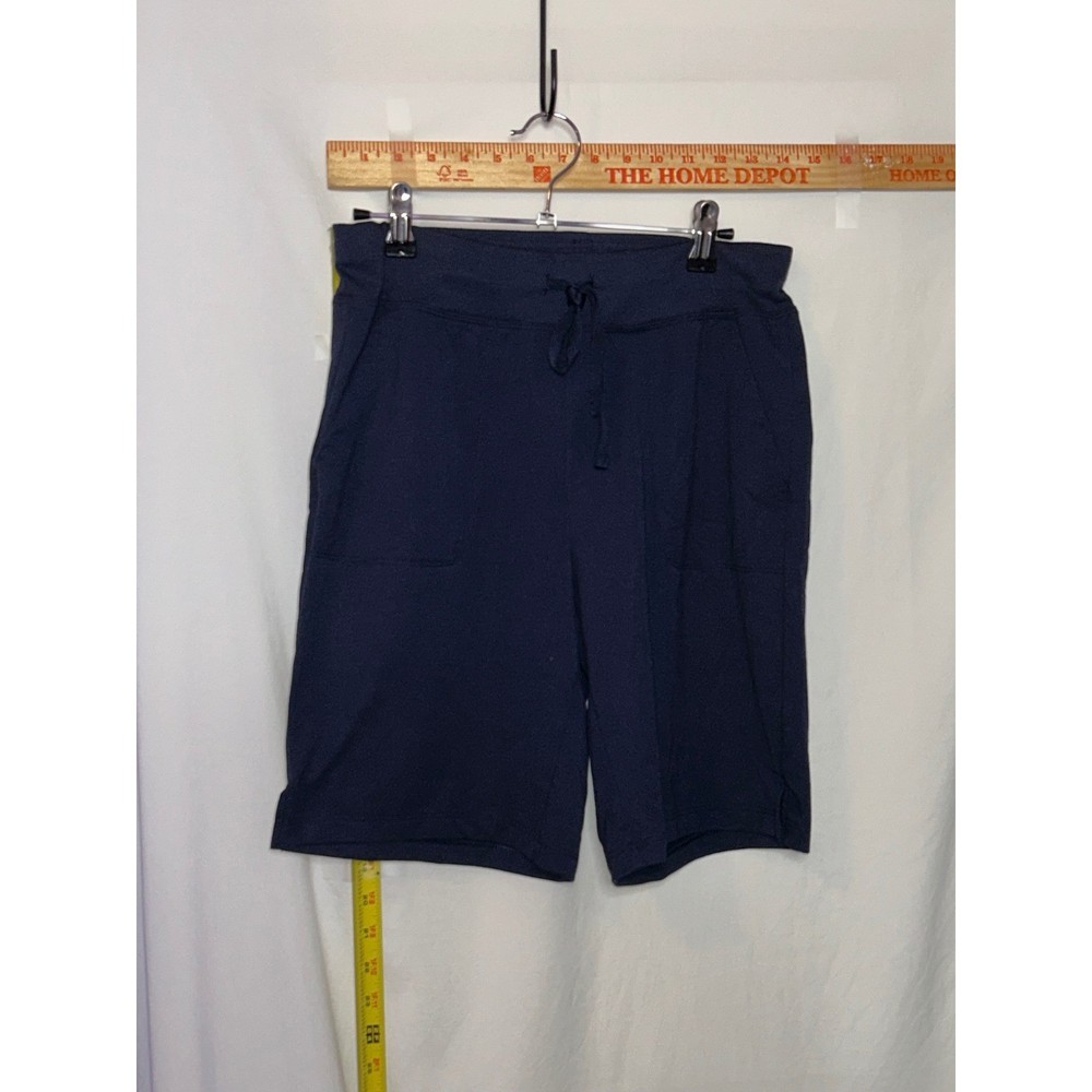 Athletic Works Womens Navy Blue Knit Shorts Size S 4-6 Drawstring Pockets
