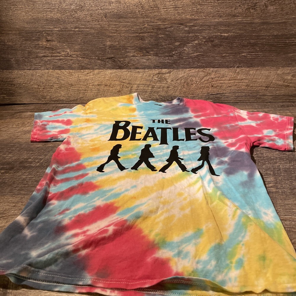 Modern Men's The Beatles Logo Tie Dye  Red Blue  T-Shirt Classic Tee