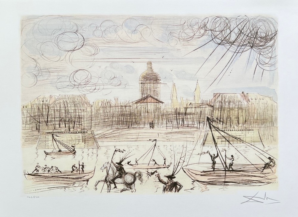 Salvador Dali ACADEMY OF FRANCE Facsimile Signed Limited Edition Art Lithograph-image