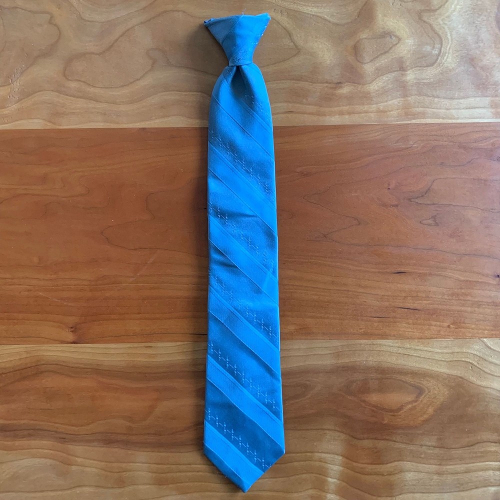 Vintage 1970s Light Blue Clip-On Necktie Retro Style