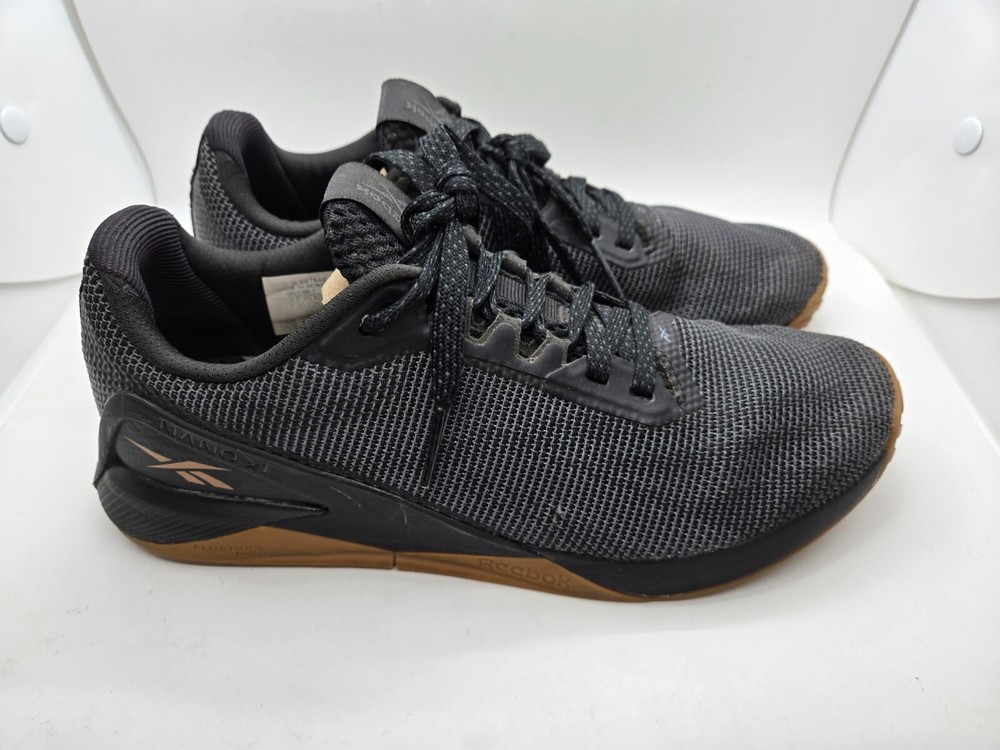 Reebok Nano X1 Grit Shoes Mens 8 Black Cross Training Athletic Sneakers Gum Sole