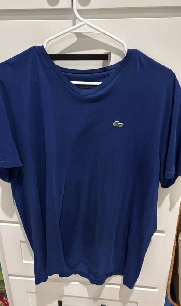 Lacoste Men's Short Sleeve T-Shirt Light Gray 100% Cotton US Size L & BONUS