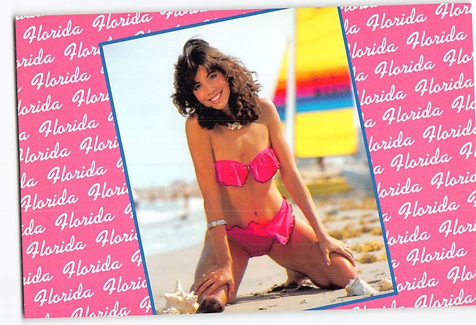 Postcard Woman in a Bikini on the Beach in Florida USA