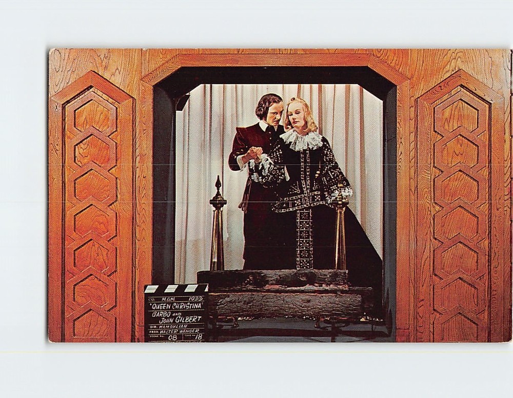 Postcard John Gilbert & Greta Garbo Movieland Wax Museum California USA