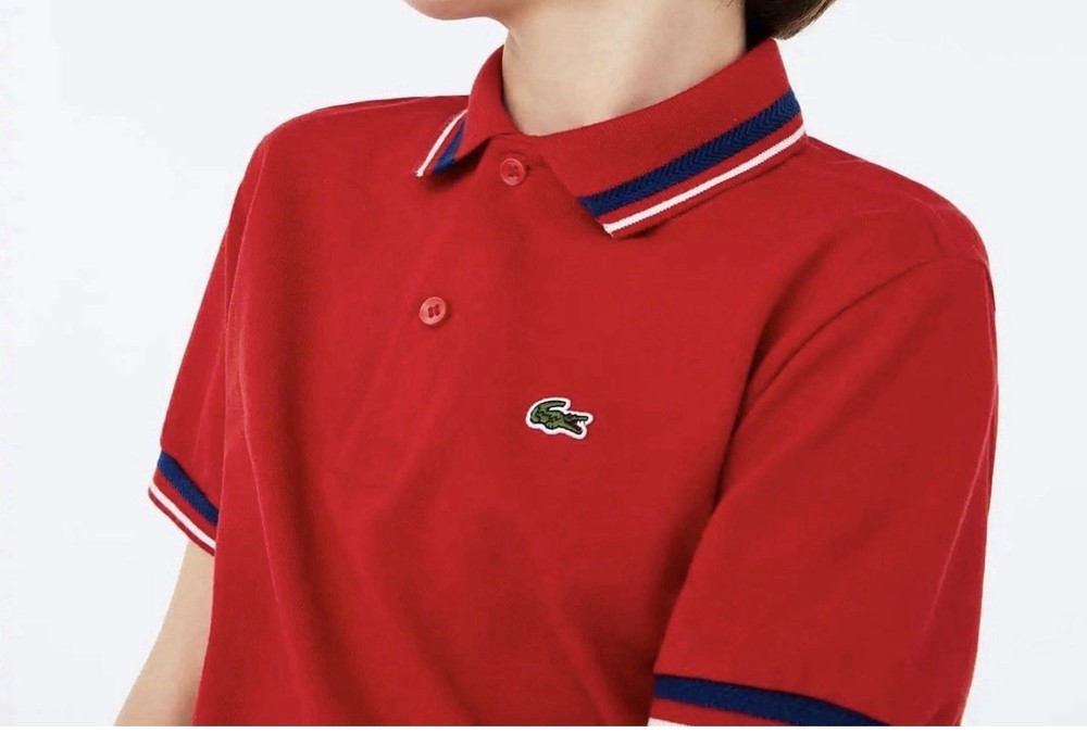 Lacoste Boys Red Polo Shirt Size 5 110cm Cotton Short Sleeve Classic