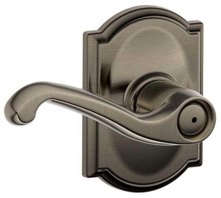 Schlage F40-FLA-CAM Grey Flair Privacy Door Lever Set for Modern Homes