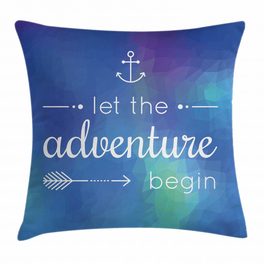 Adventure Marine Phrase Blue Square Pillow Case 16 Inch Cushion Cover