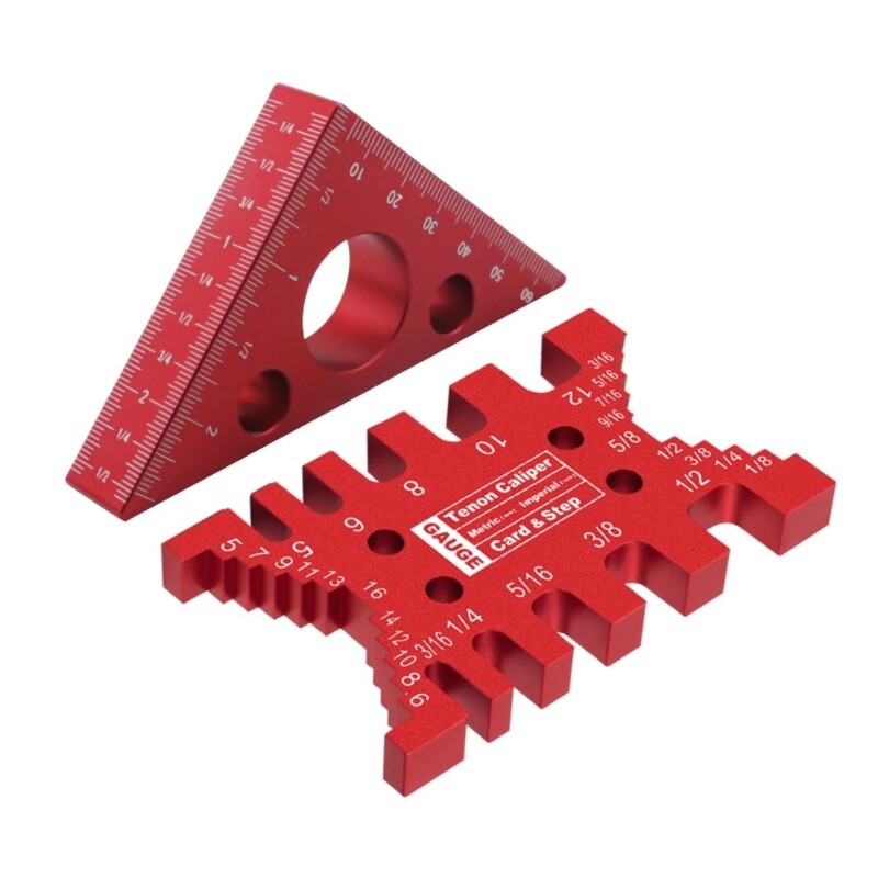 45/90° Triangle Ruler with Dovetail Jig & Tenon Caliper for Precision Carpentry