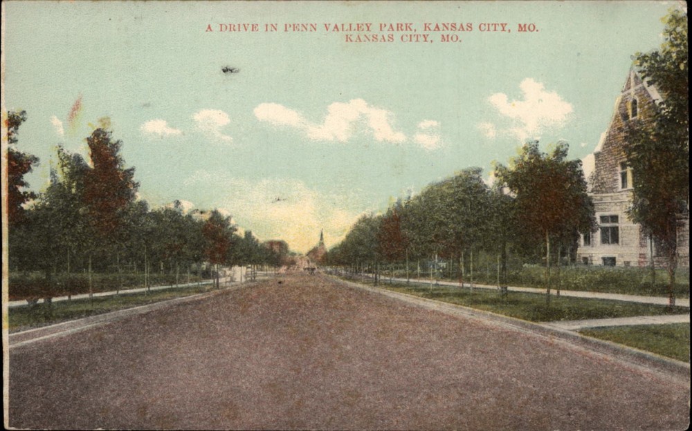 Drive Penn Valley Park Kansas City Missouri vintage postcard x644