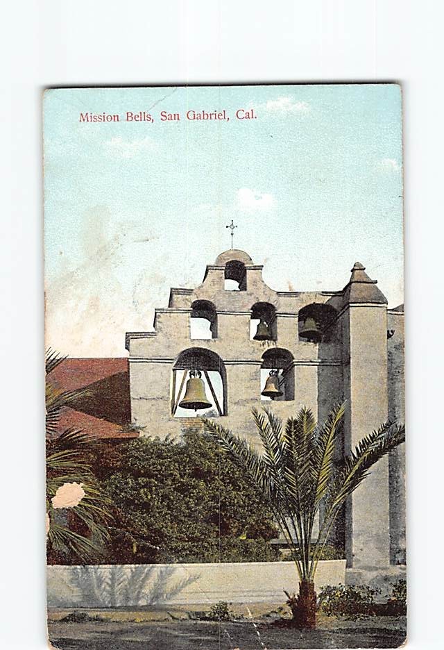 Postcard Mission Bells San Gabriel California USA North America