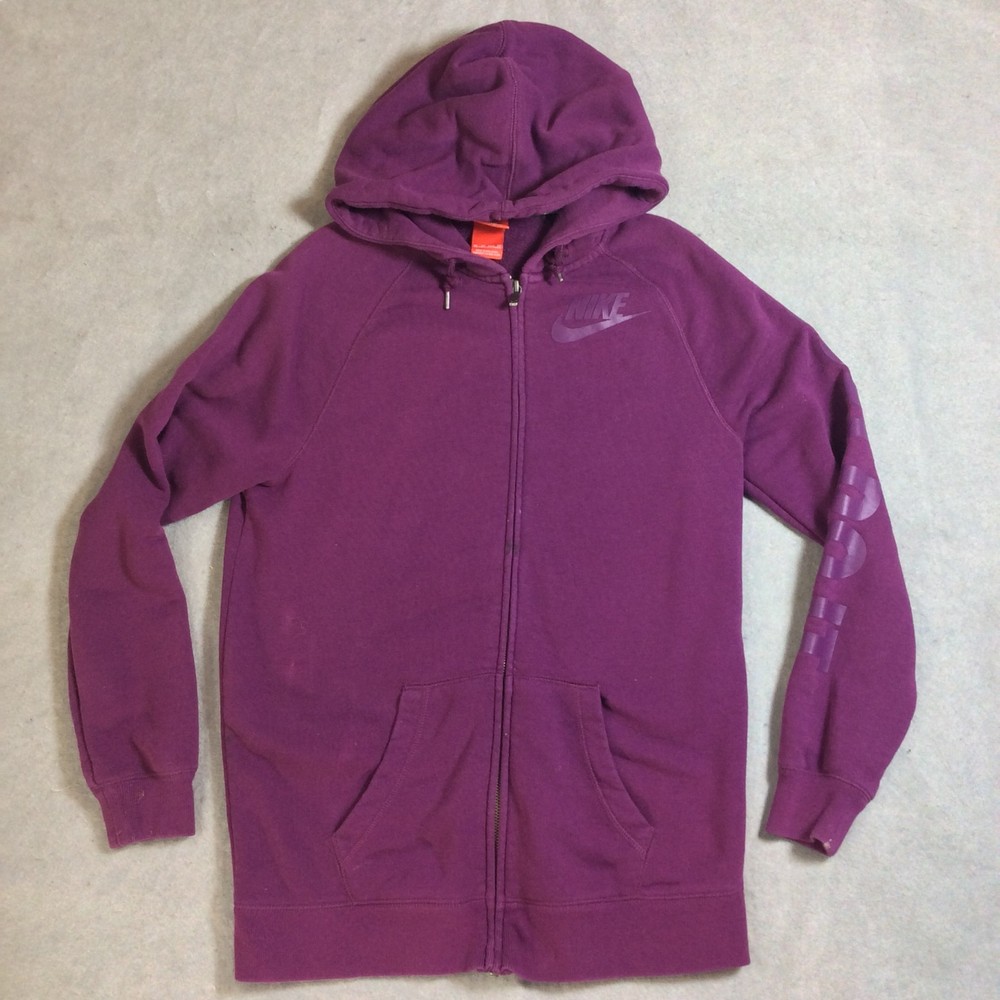 Nike Full-Zip Just Do It Hoodie Women's Sz XS Purple Kangaroo Pocket Drawstring