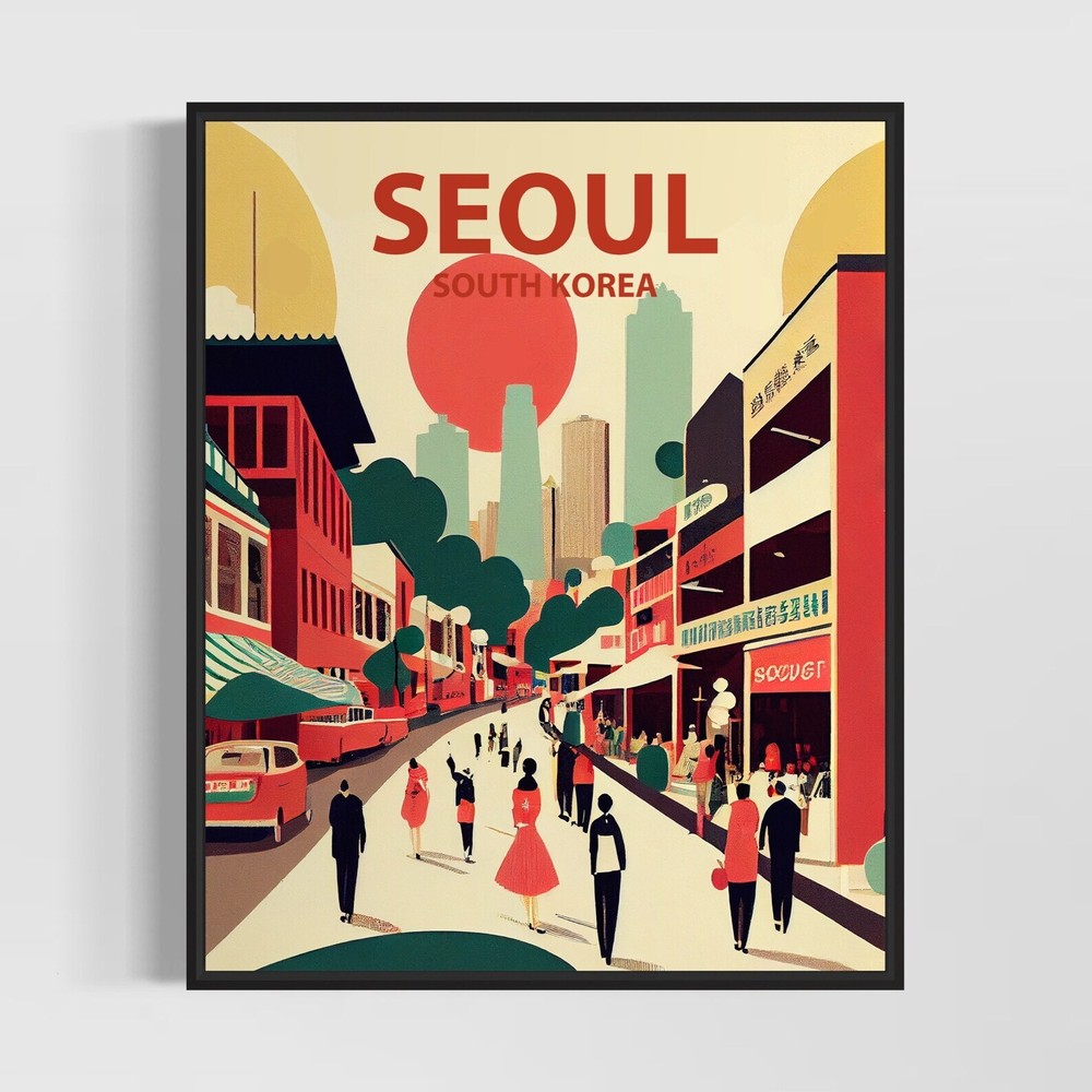 Seoul South Korea Retro Art Print Seoul Wall Art Illustration Seoul Vintage