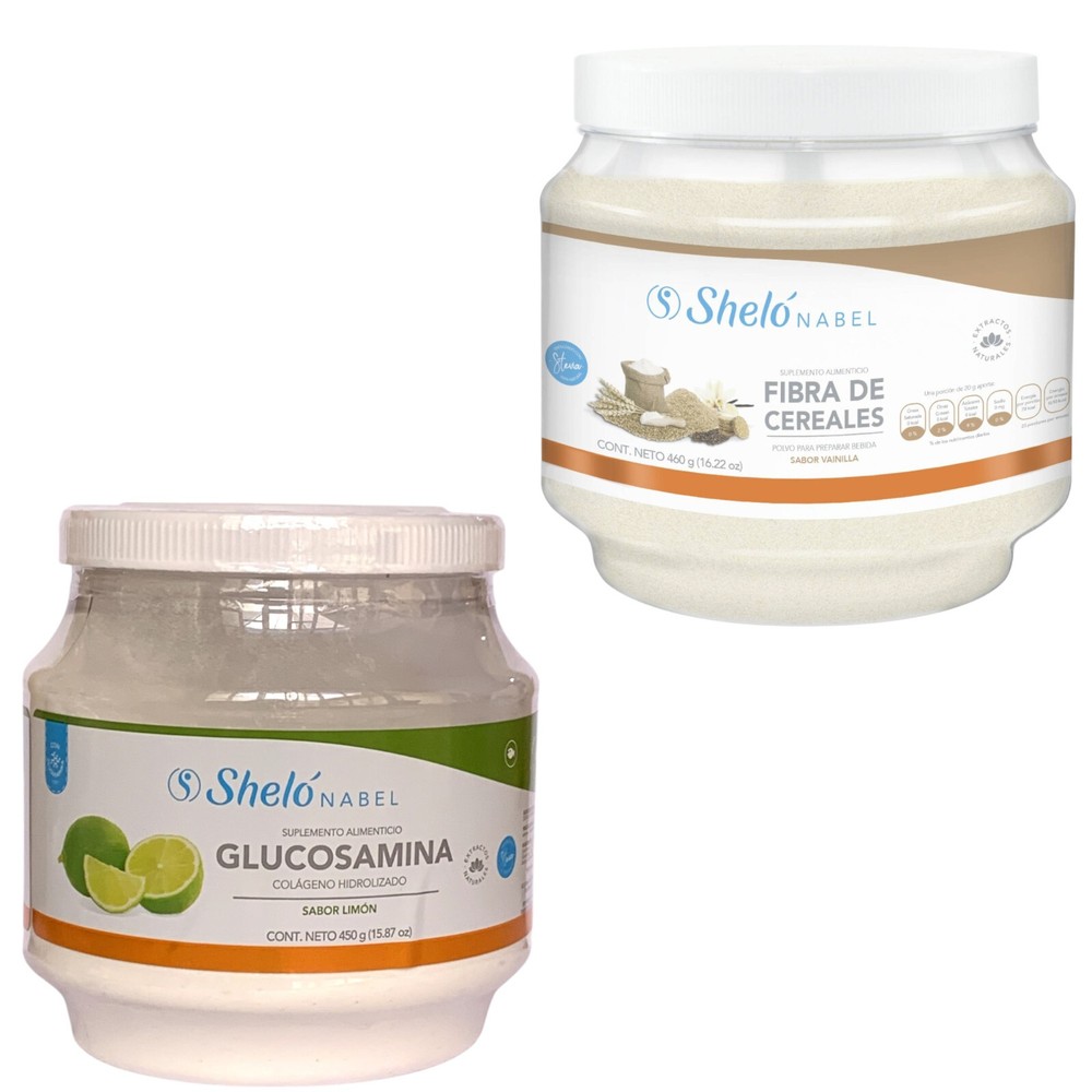 Colageno Hidrolizado Sabor Limon 450g + Fibra de Cereales Sabor Vainilla 460g.