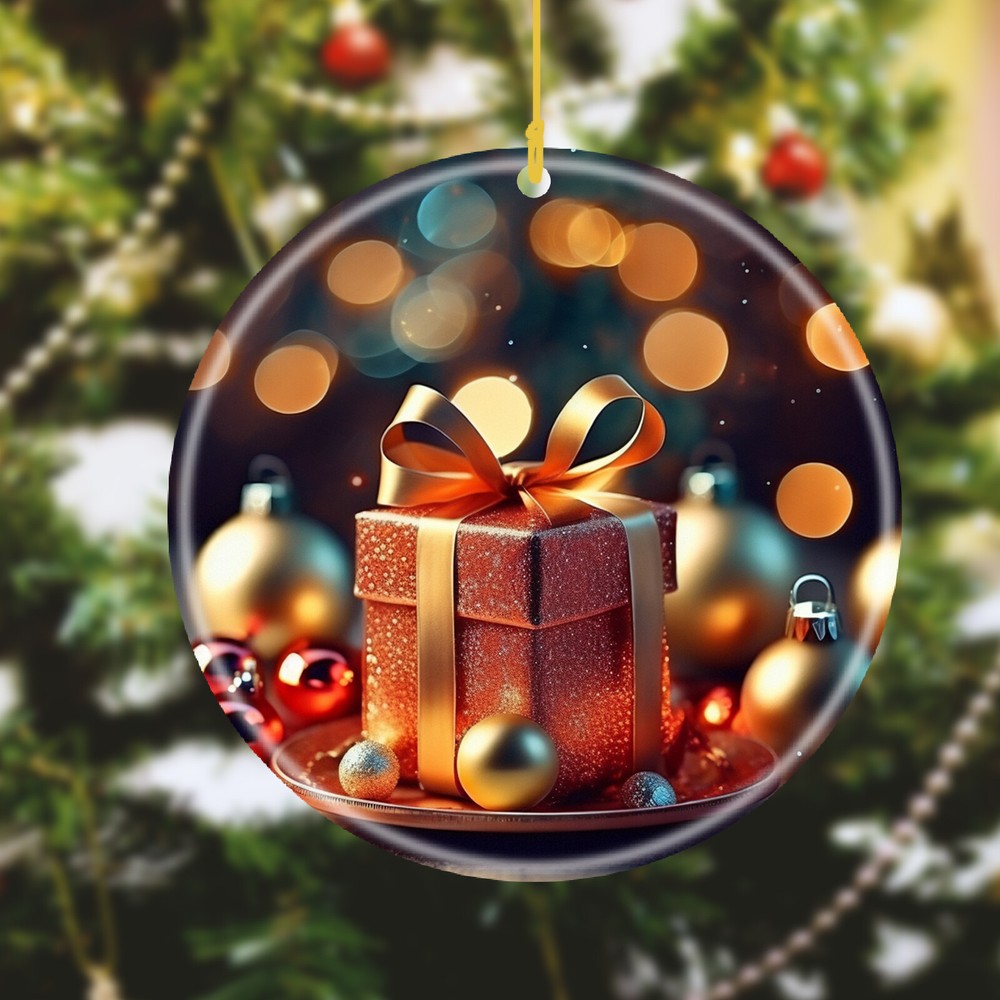 Custom Text name Personalized Image Ceramic Seasonal Ornament Christmas accent-image