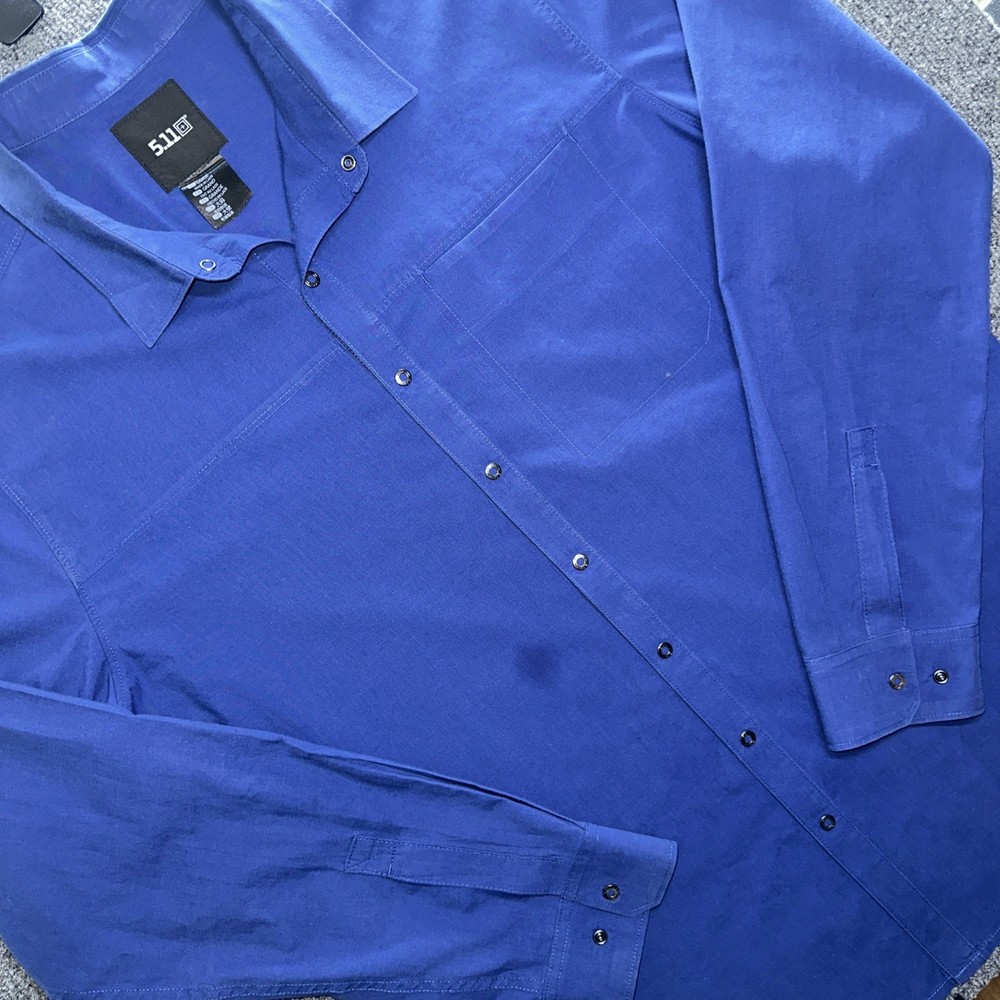 5.11 Tactical Freedom Flex Long Sleeve Blue Shirt Button Up Snap Men’s L Large