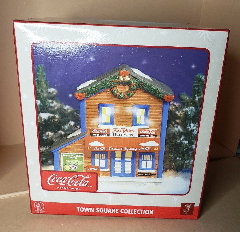 Coca-Cola Town Square Collection Lighted Building True Value Hardware NIB 2004