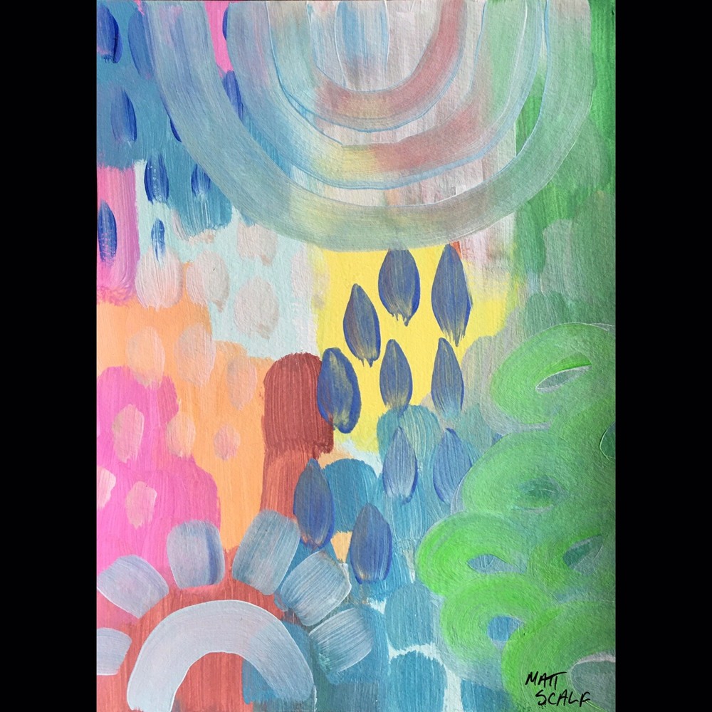 Matt Scalf Abstract ORIGINAL PAINTING 9x12 Modern Colorful Boho Hippie Happy