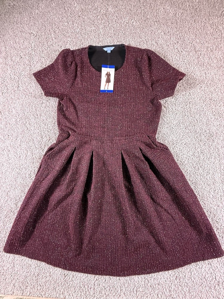 NWT Draper James Women’s Stretch Dress Size Large Burgundy With Silver