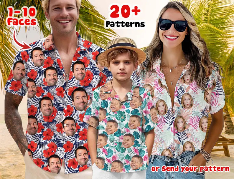 Personalized Face Hawaiian Shirt Custom Photo Aloha Funny Gift