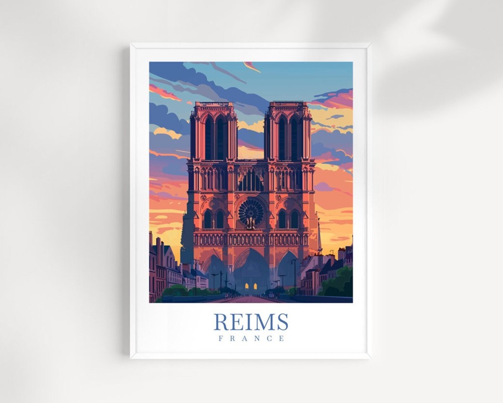 Reims Travel Print Wall Art France Wall Hanging Home Dcor Reims Gift Art Lovers