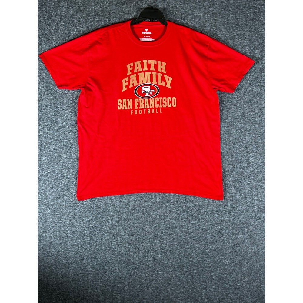Fanatics Mens San Francisco 49ers Faith Family Football Graphic T-Shirt Red 2XL