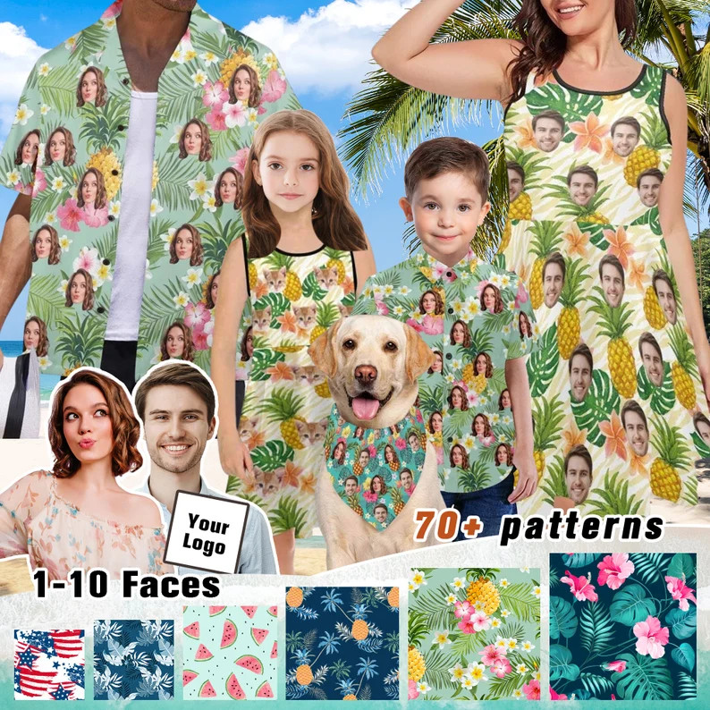 Custom Face Hawaiian Shirt Personalized Photo Funny Aloha Summer Gift