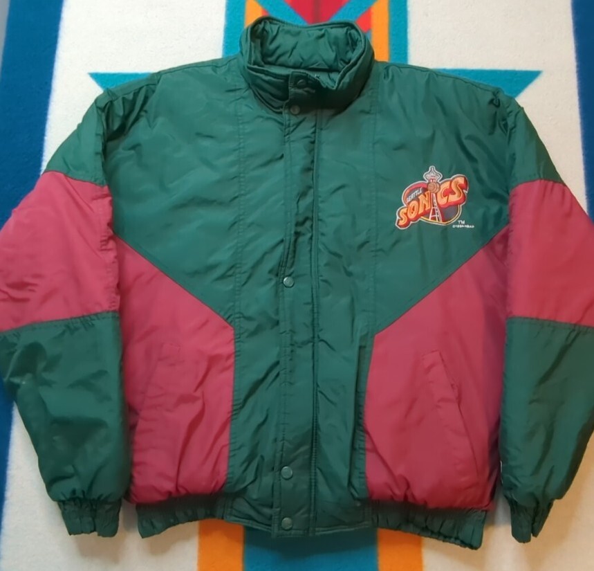 Vintage Seattle Supersonics Puffer Jacket Sonics Insulated Full Zip Logo7 Large
