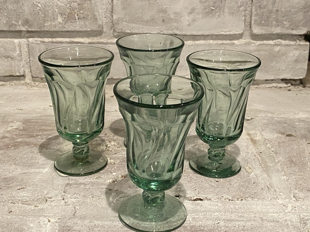 Fostoria Jamestown Green Vintage Juice Glasses, set of 4