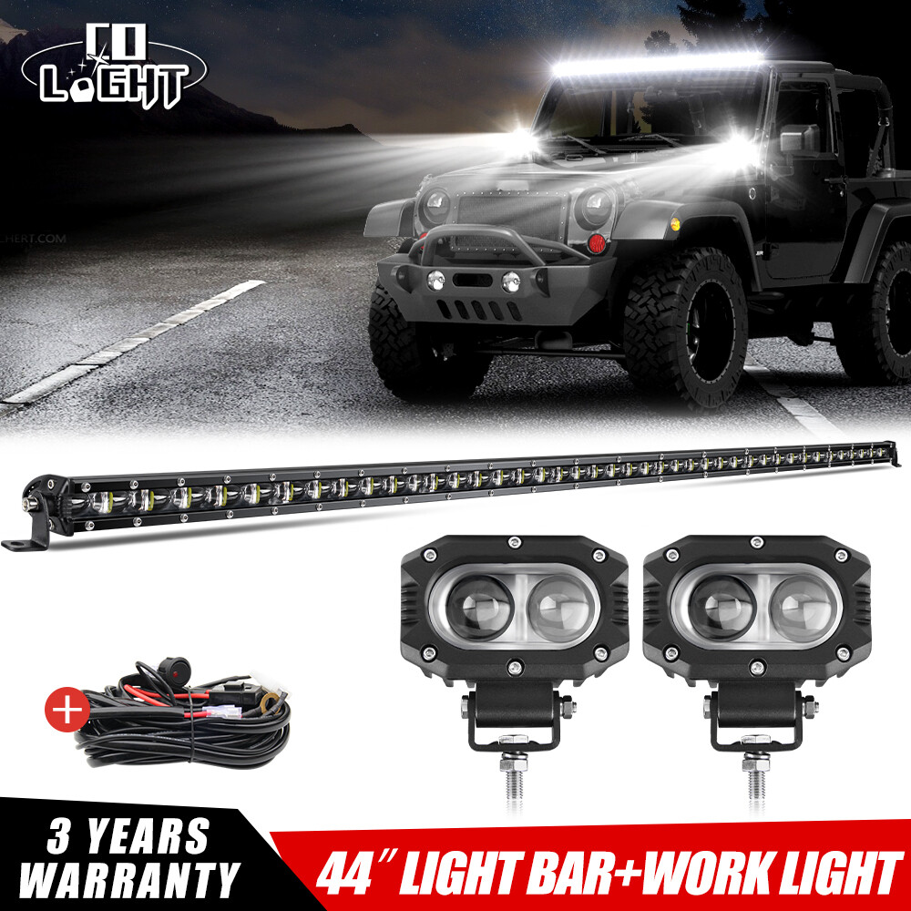 44'' LED Light Bar Flood Spot Combo For Jeep Offroad+ 2x 4